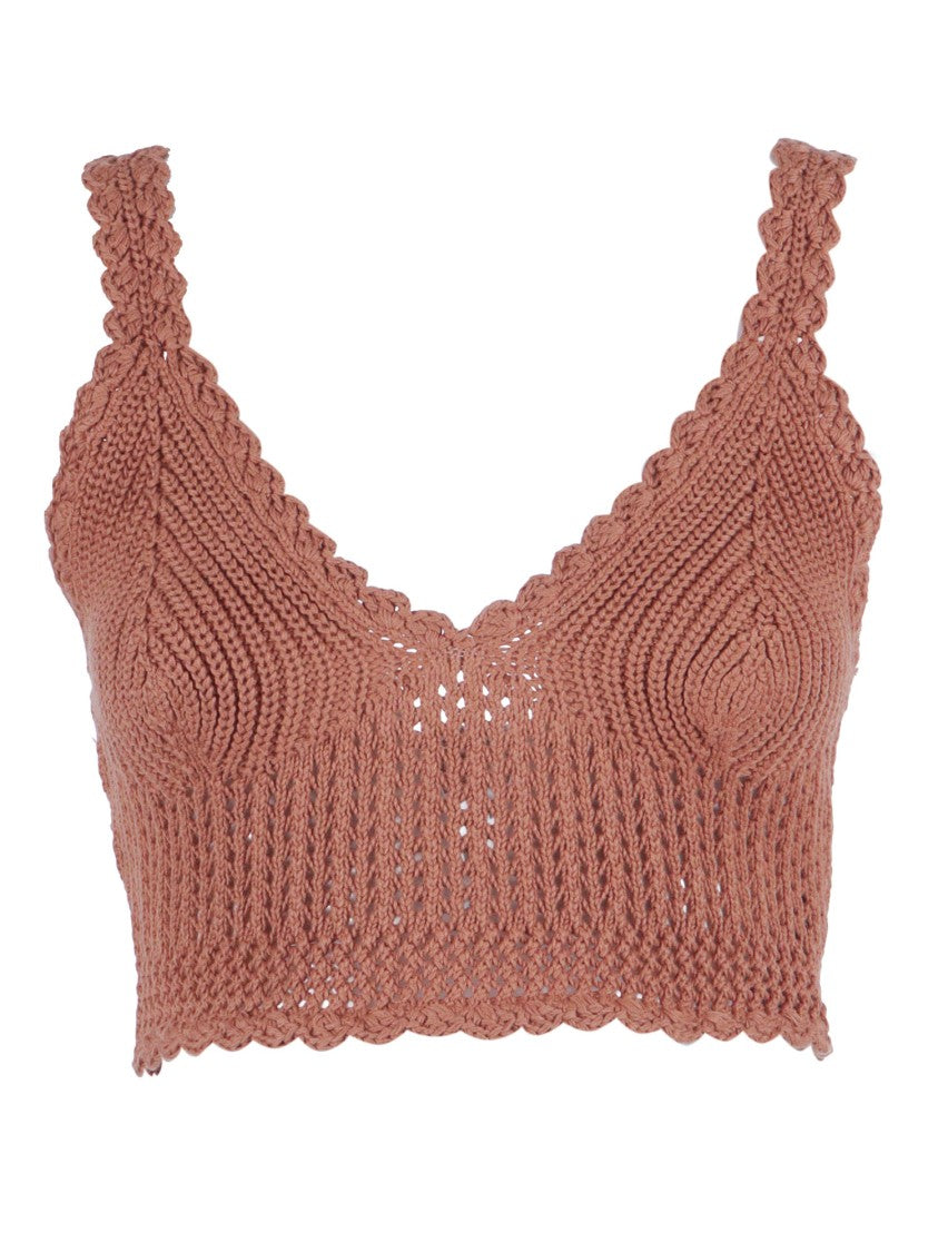 Ermanno Scervino Intricate Crochet-Pattern Knitted Crop Top