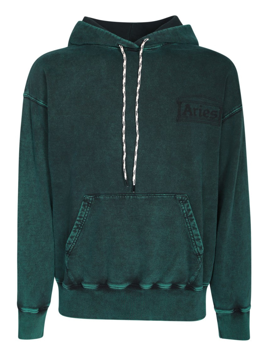 Aries Green Cotton Hooded Sweatshirt