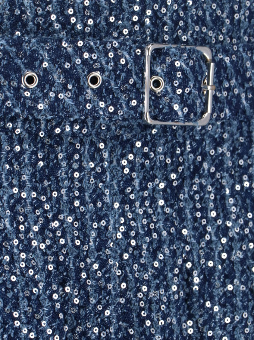 Charles Jeffrey Loverboy Pleated Mini Skirt With Shimmering Sequins