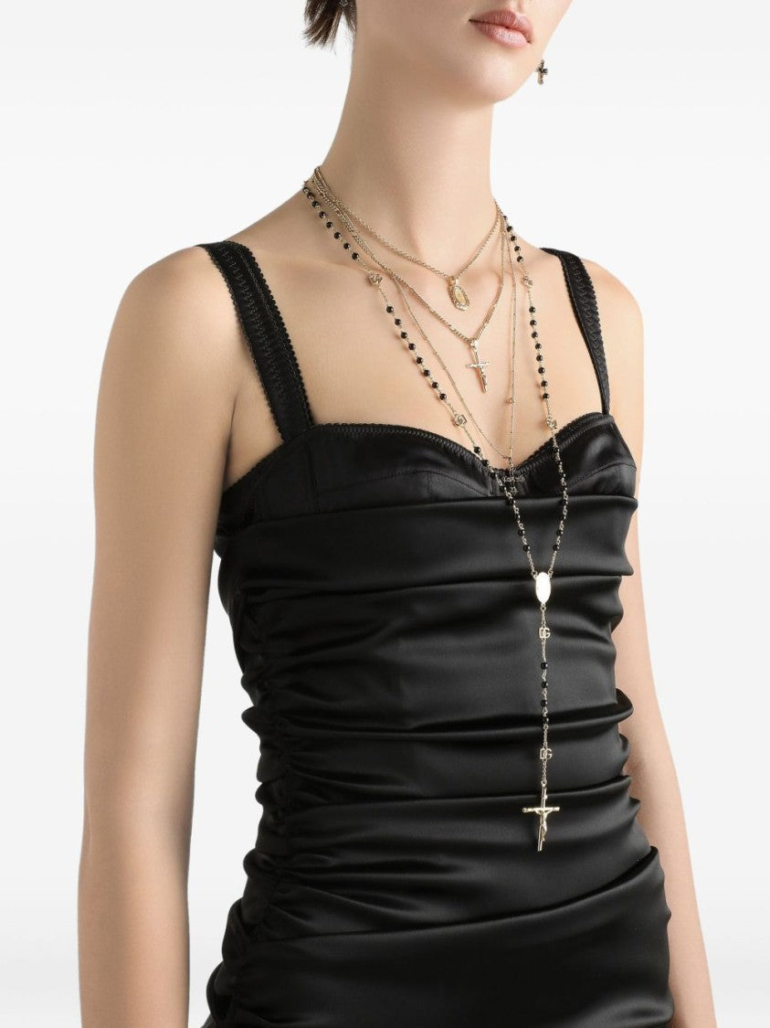 Dolce & Gabbana Fitted Midi Dress In Black Stretch Satin