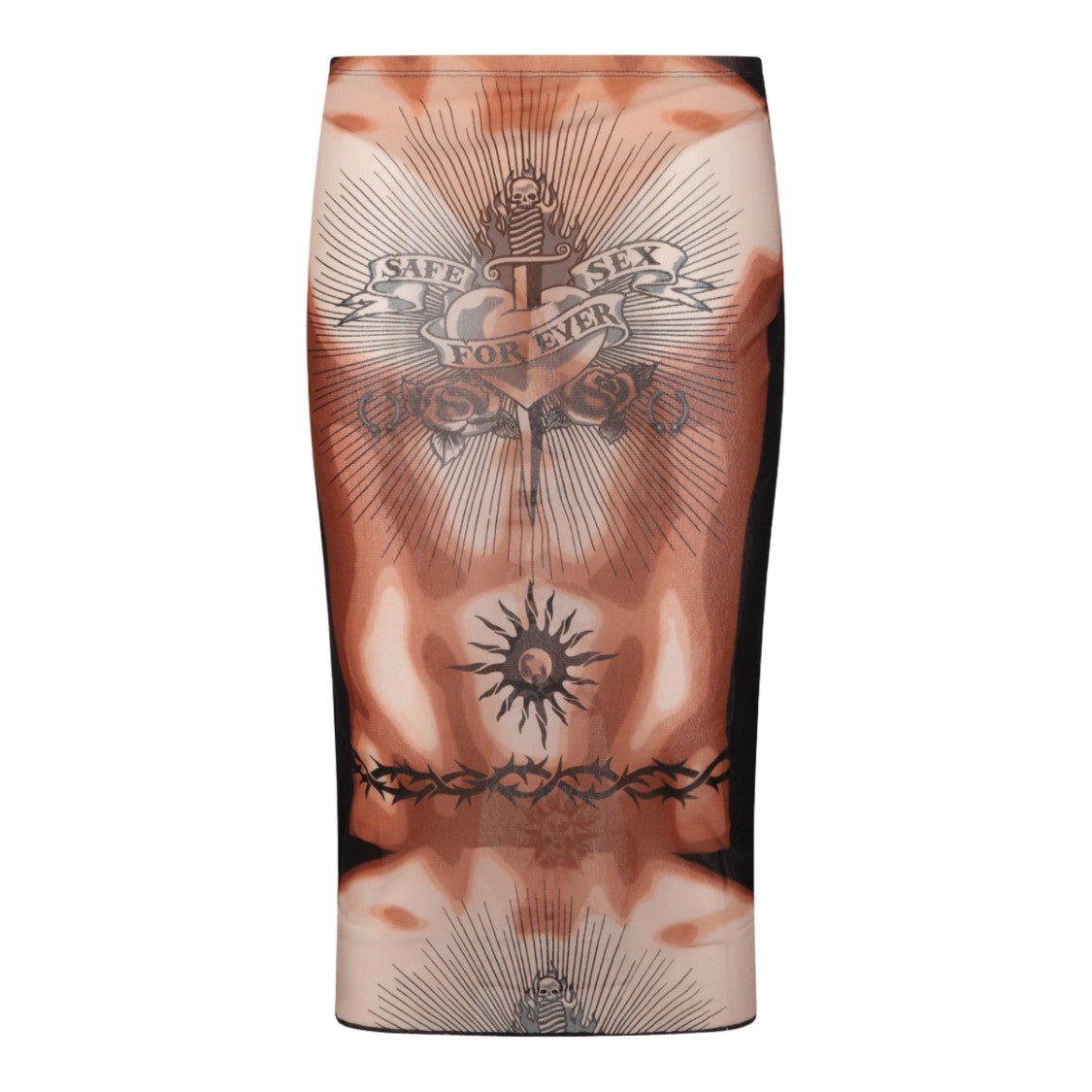 Jean Paul Gaultier Knee-Length Tattoo-Inspired Skirt With Edgy Motifs