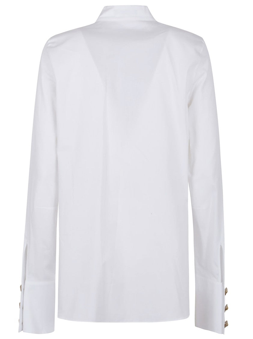 Balmain Ruffle-Trimmed White Poplin Shirt