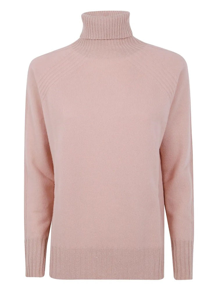 Twin-Set Refined High Turtleneck Sweater With Ribbed Details
