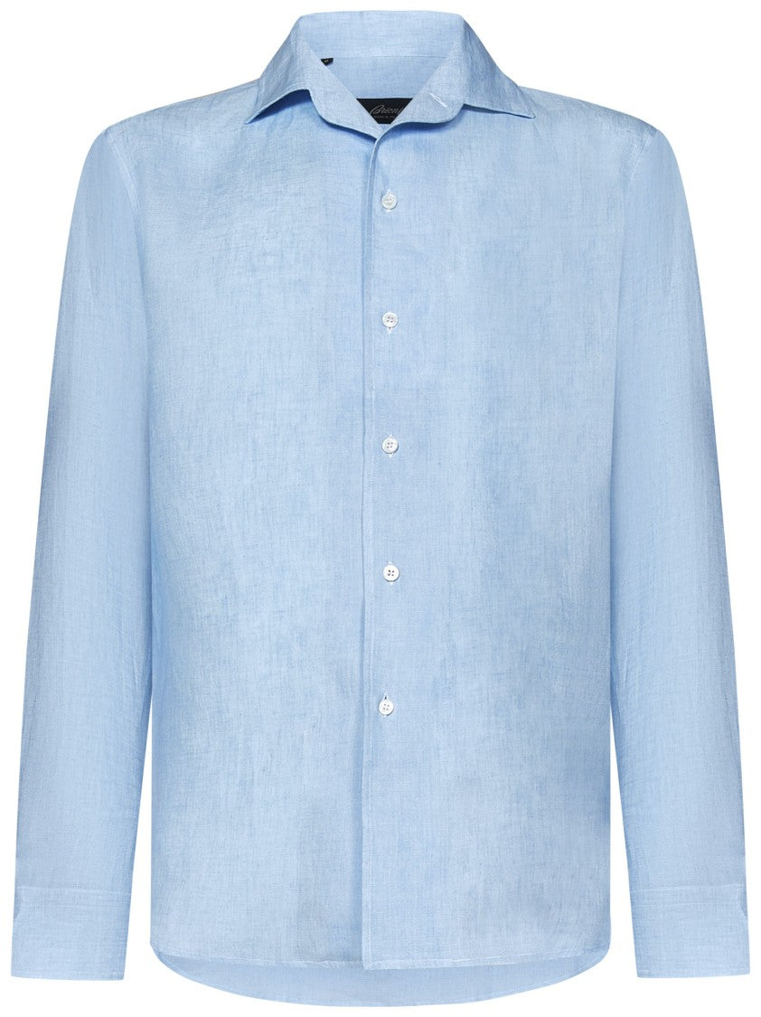 Brioni Linen Long-Sleeved Shirt With Capri Collar