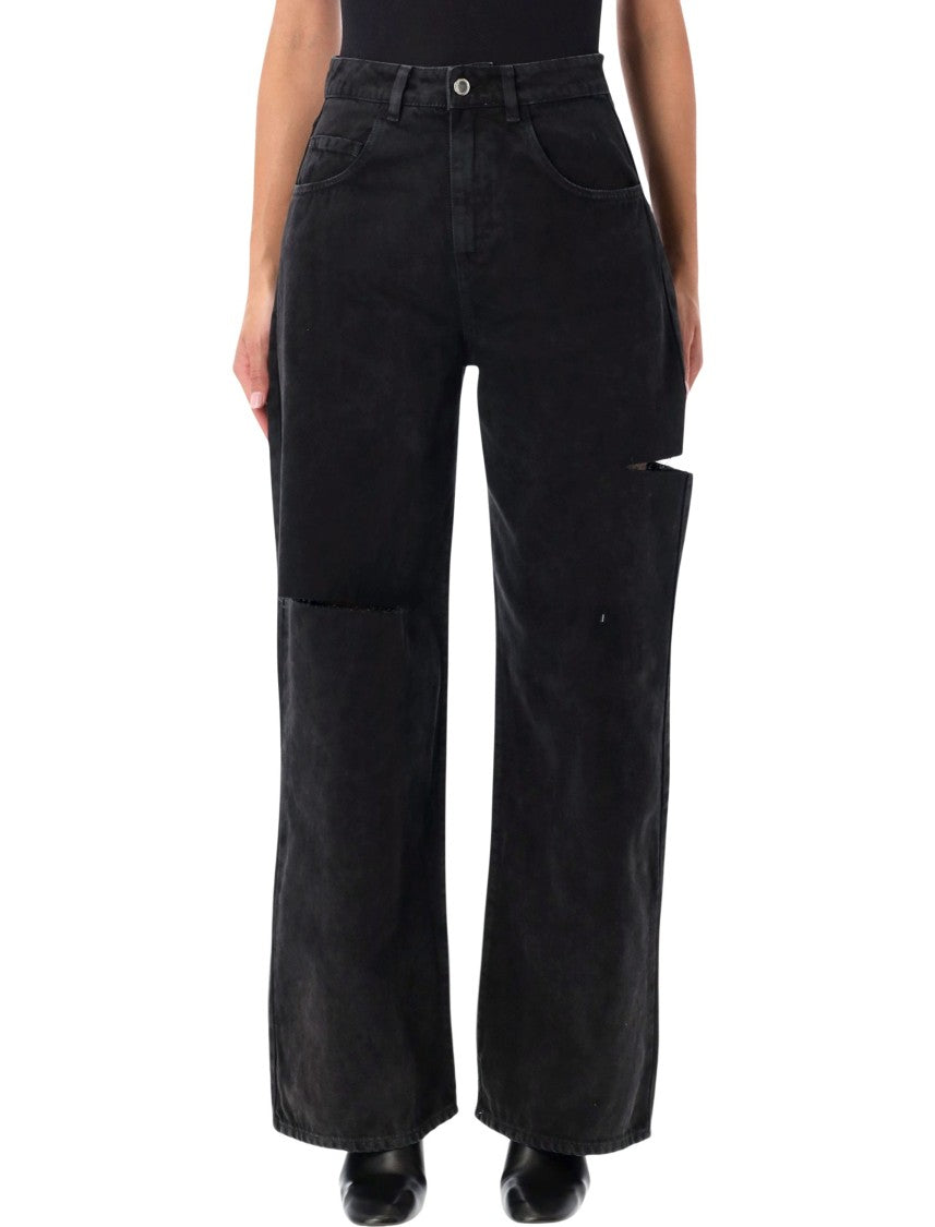 Icon Denim Poppy Broken Black High-Waisted Cut-Out Pants