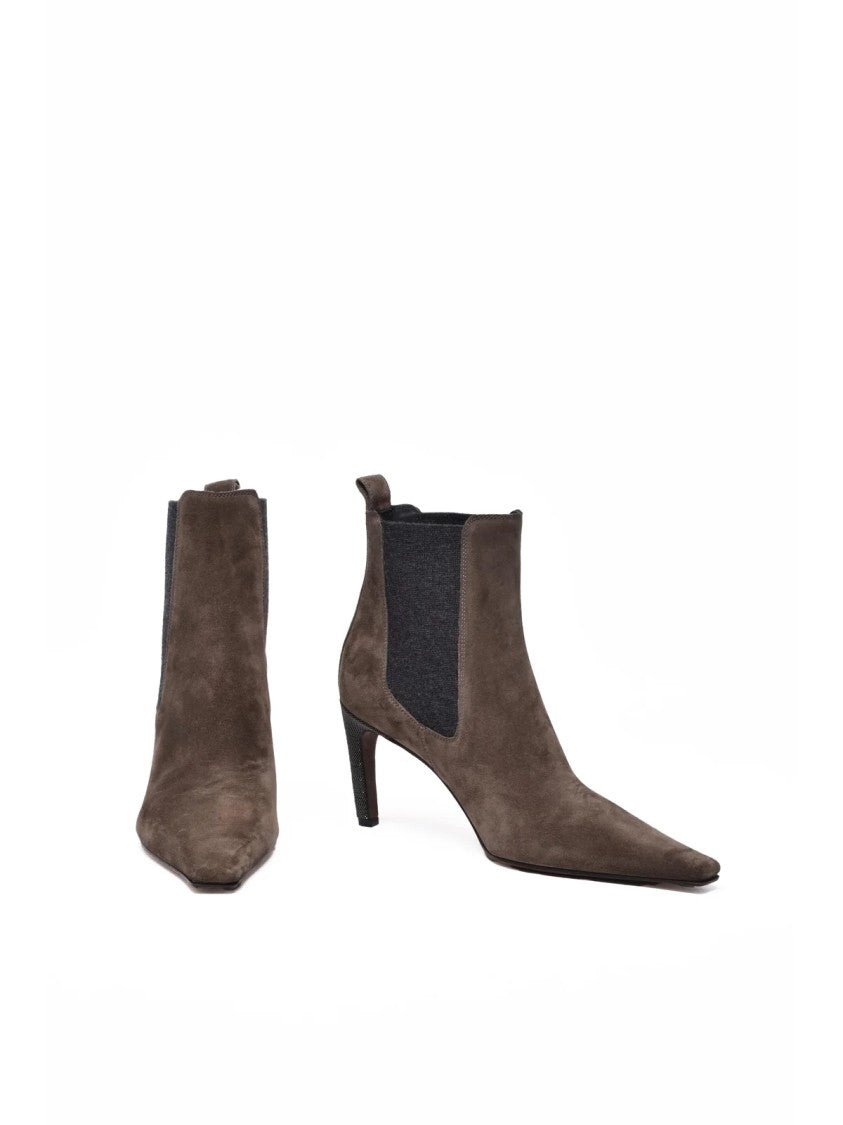 Brunello Cucinelli Brown Suede Covered Ankle Boots