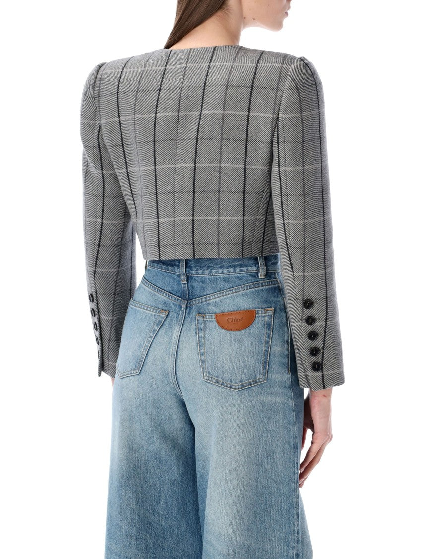 Chloé Cropped Checked Jacket