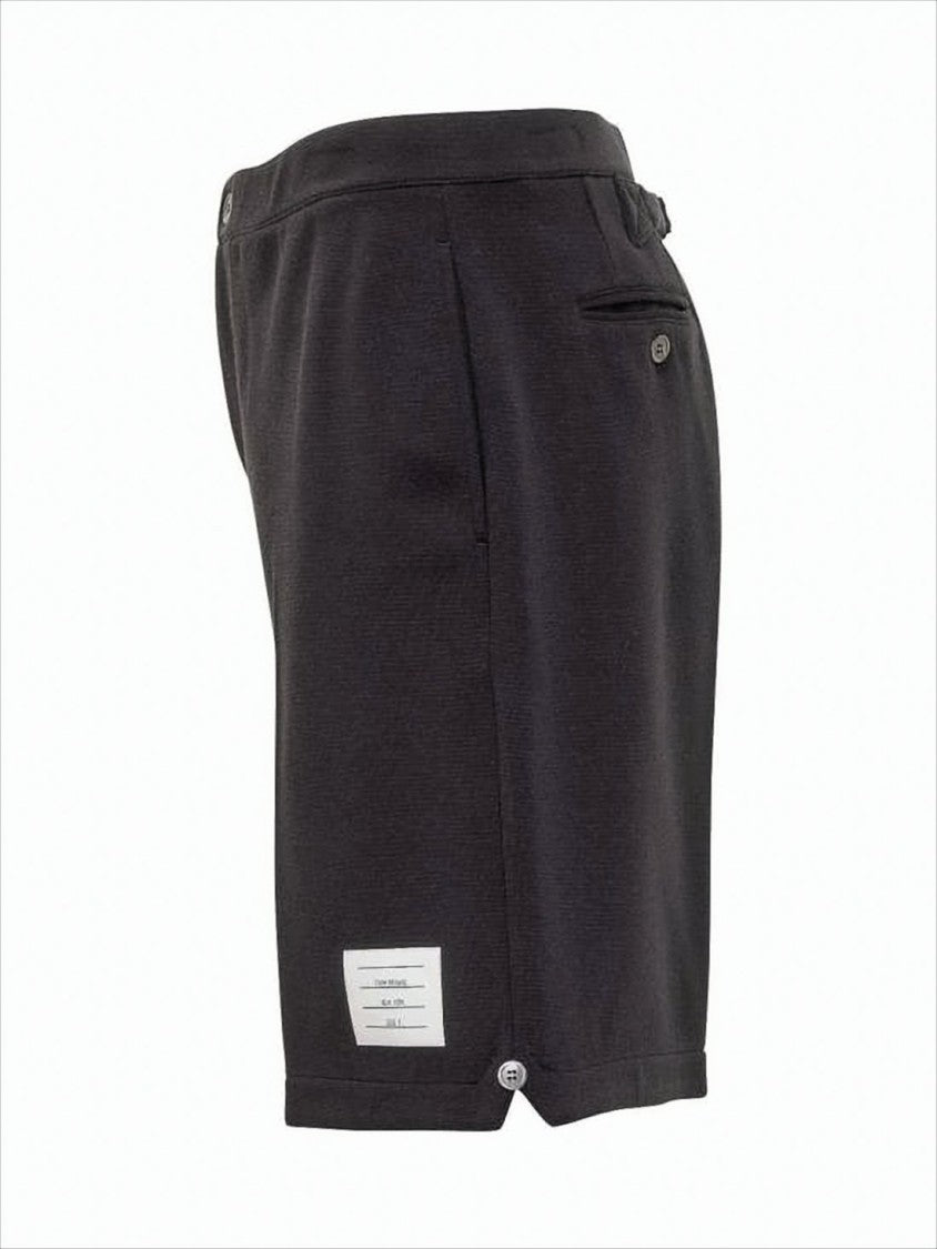 Thom Browne Tailored Wool Shorts With Button Closure And Logo Patch
