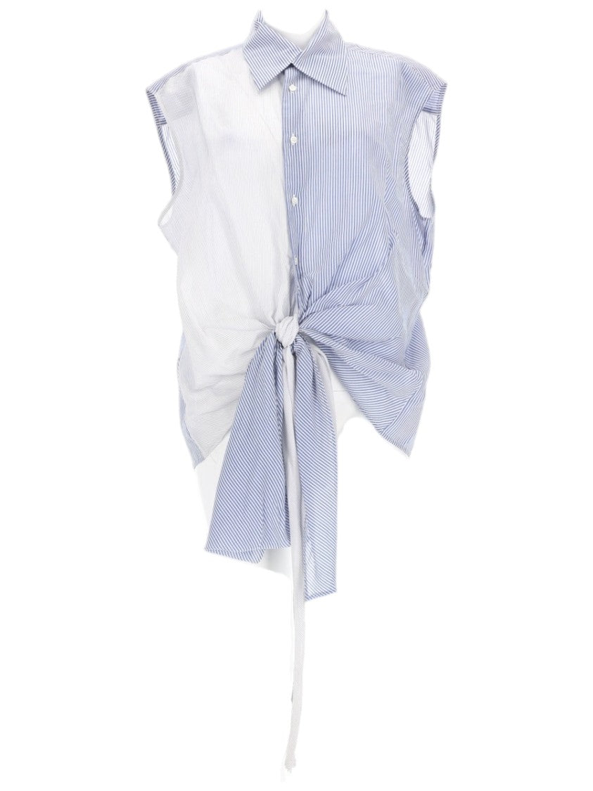 Mrz Asymmetrical Sleeveless Shirt With Front Tie Detail