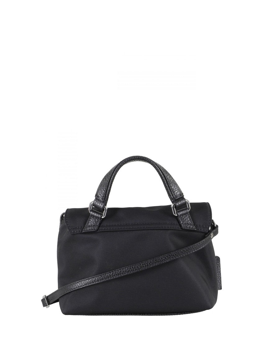 Zanellato Black Silver Turn-Lock Fabric Shoulder Bag