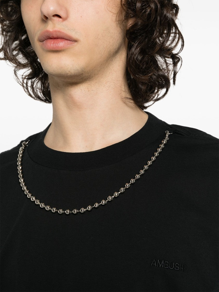 Ambush Black Ballchain Detail Organic Cotton T-Shirt
