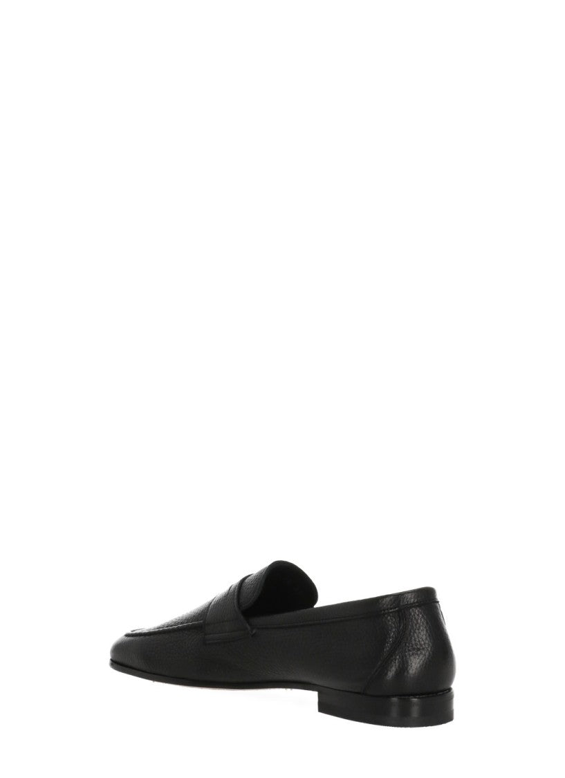 Berwick 1707 Black Pebbled Leather Mask Loafers