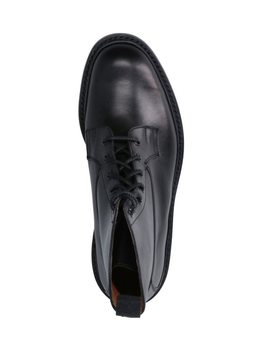 Tricker's Burford Black Round Toe Lace-Up Leather Boots