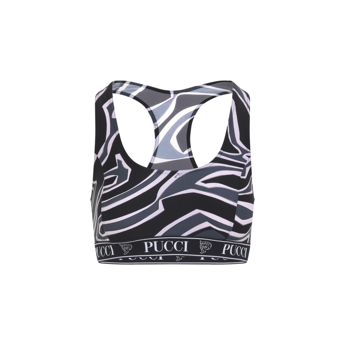 Pucci Cropped Stretch Tech Top With Dynamic Abstract Print