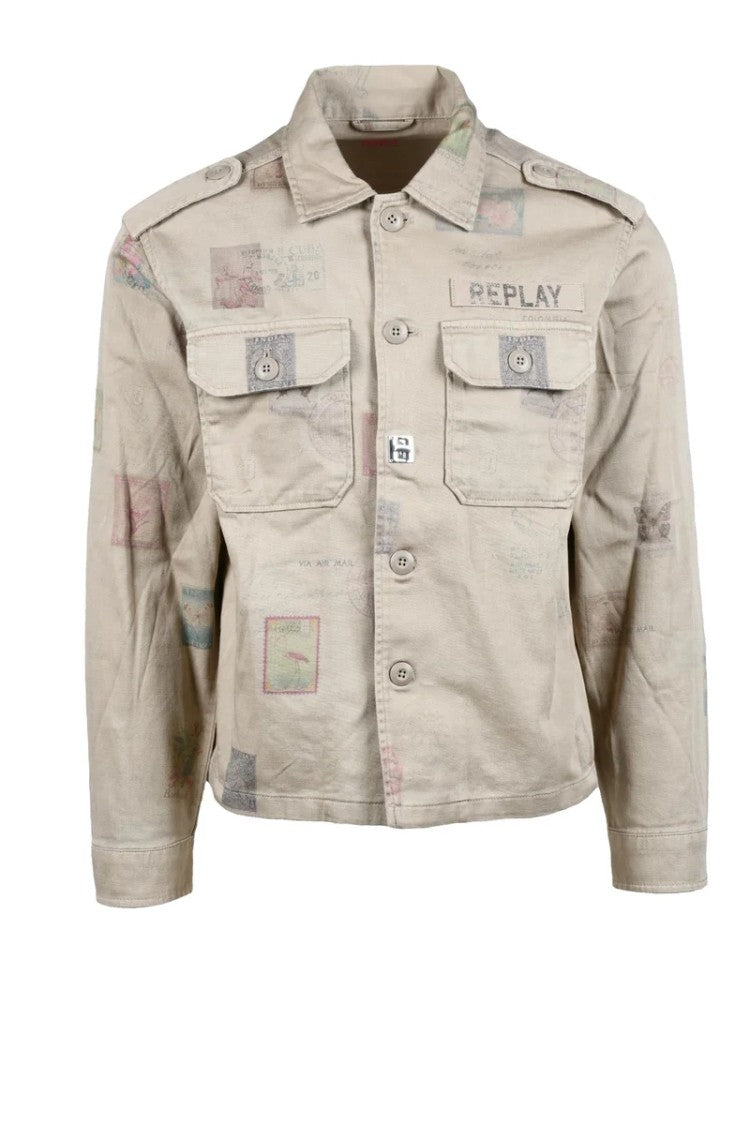 Replay Cotton Military Shirt - Beige
