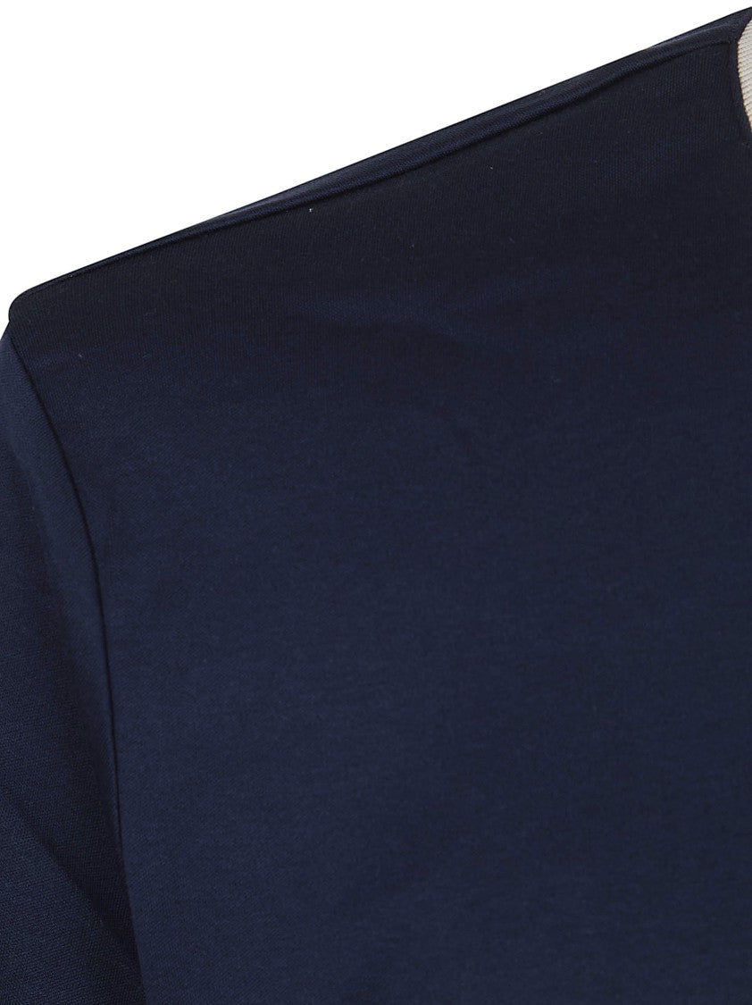 Eleventy Contrasting Knit Detail Cotton Jersey T-Shirt