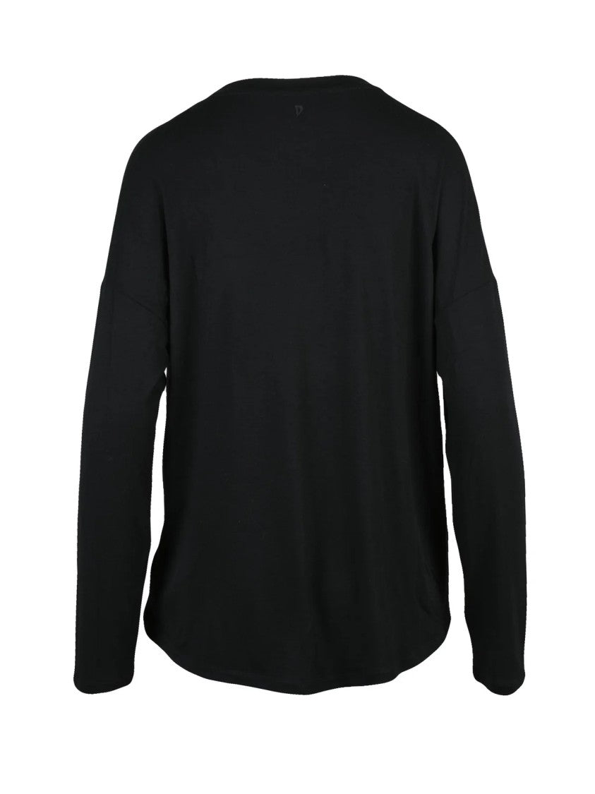 Dondup Black V-Neck Modal-Cashmere Long-Sleeve T-Shirt