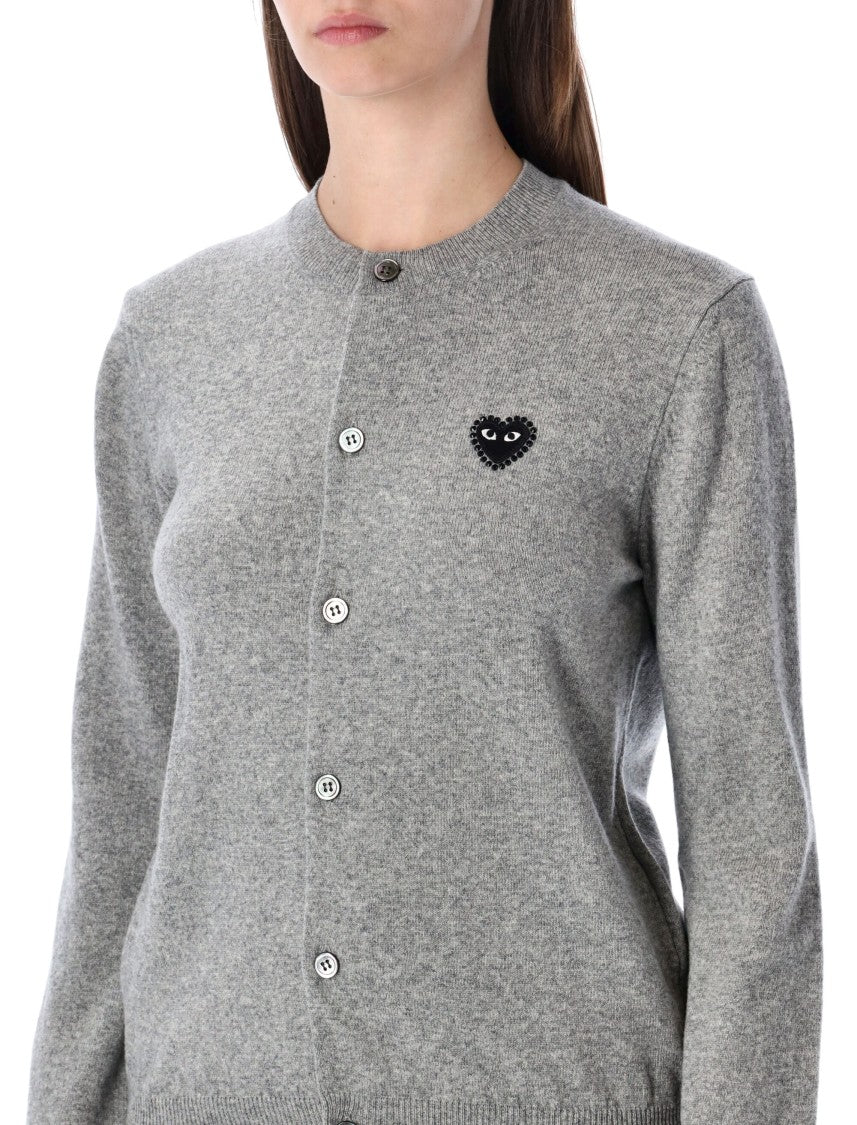Comme Des Garçons Play Wool Cardigan With Crystal Heart