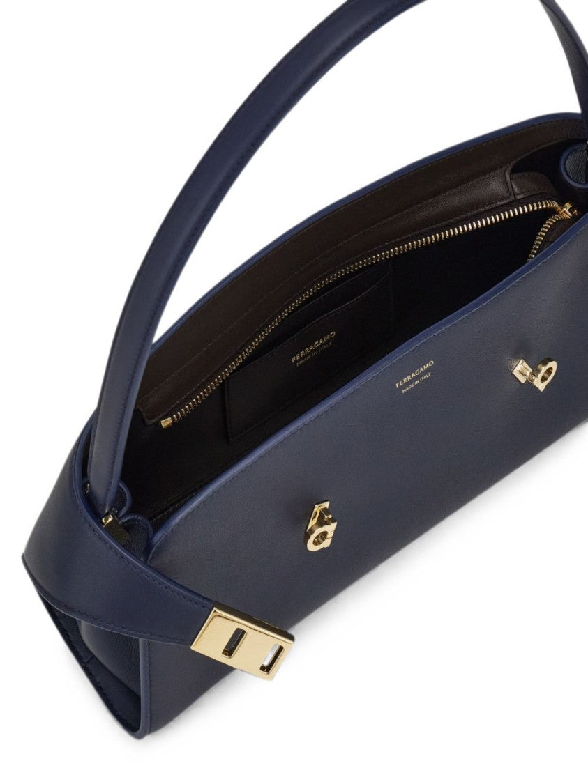 Ferragamo Elongated Rectangular Handbag In Smooth Calf Leather