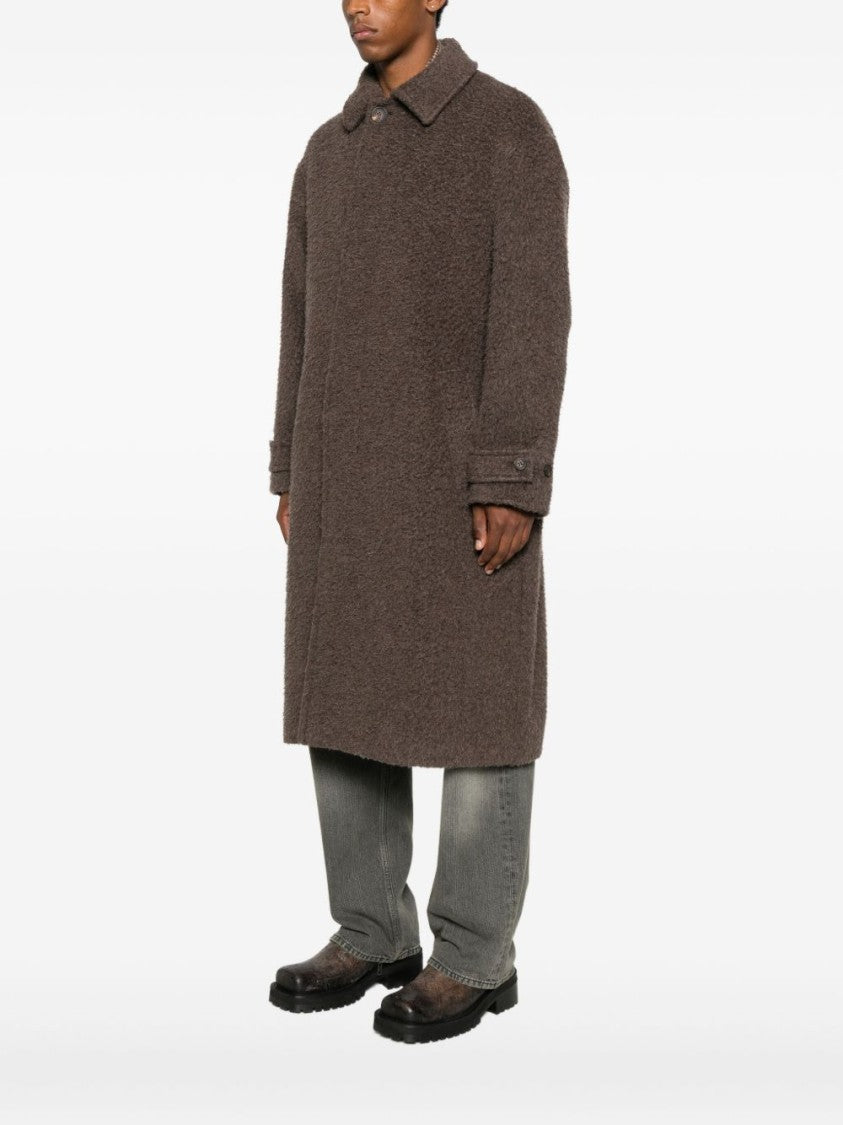 Golden Goose Mid-Length Brown Textured Woolen Coat