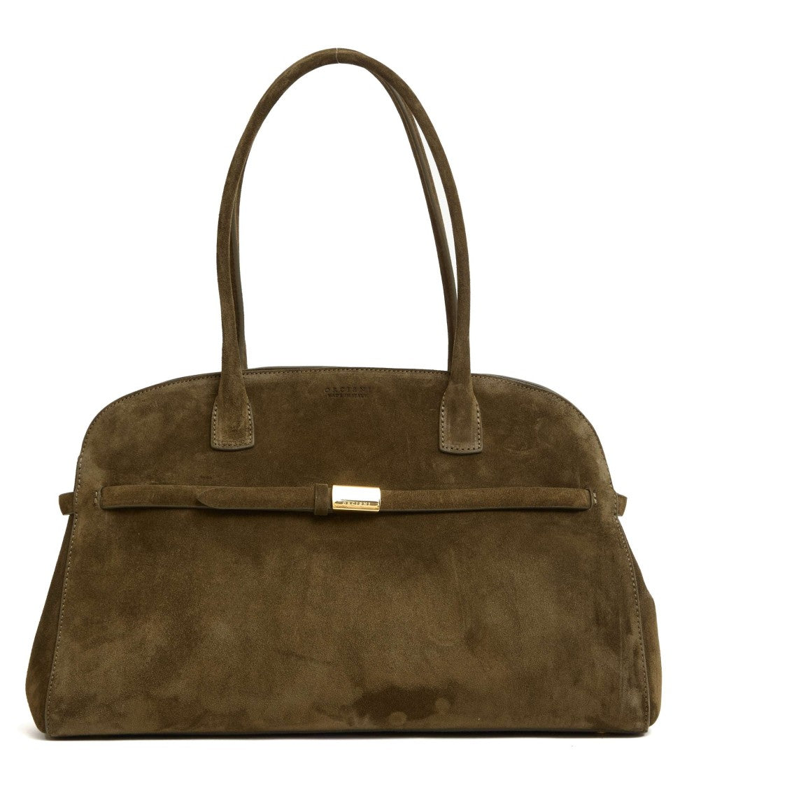 Orciani Olive Green Suede Aura Large Handbag