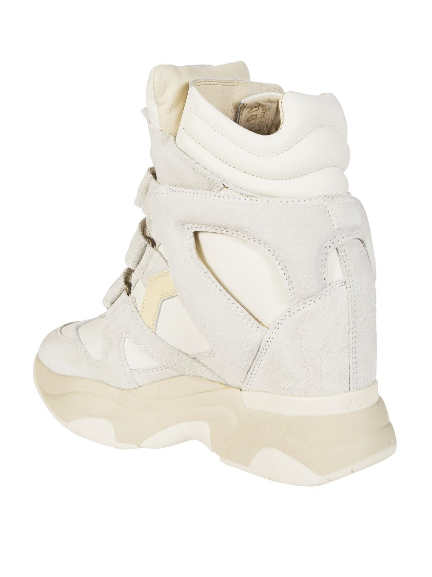 Isabel Marant White Balskee-Gz Layered Leather High-Top Sneakers