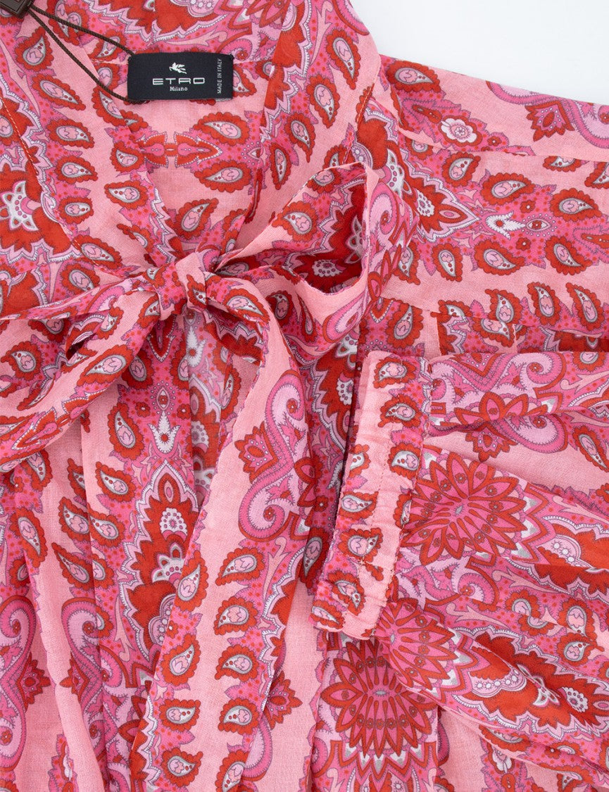 Etro Paisley Print Cotton Shirt With Tie Collar