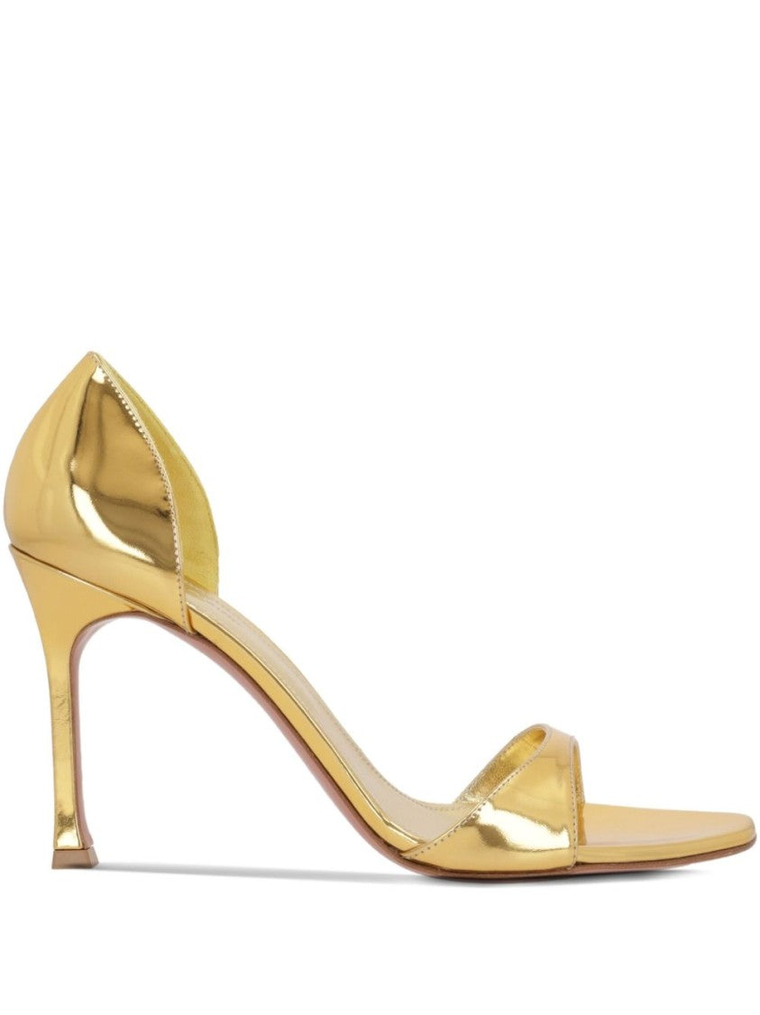 Amina Muaddi Golden Mirrored Sandals