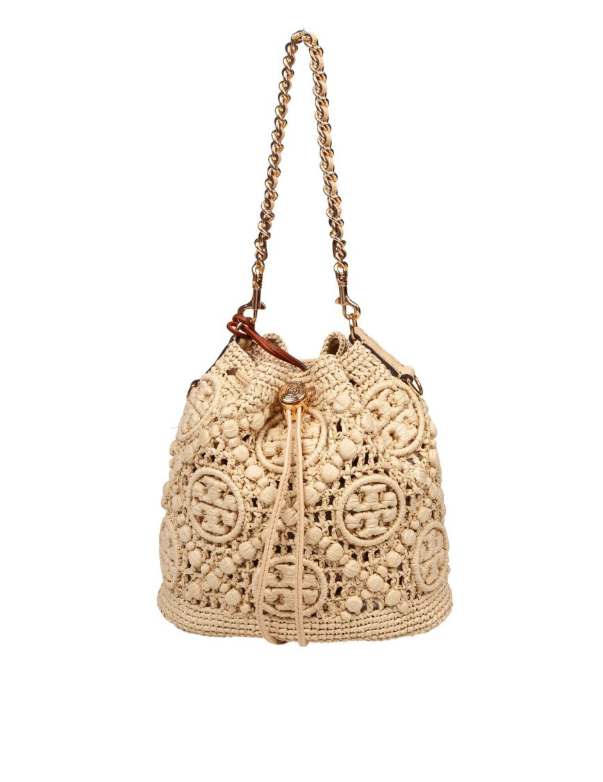 Tory Burch Monogram T Raffia Bag Natural Color