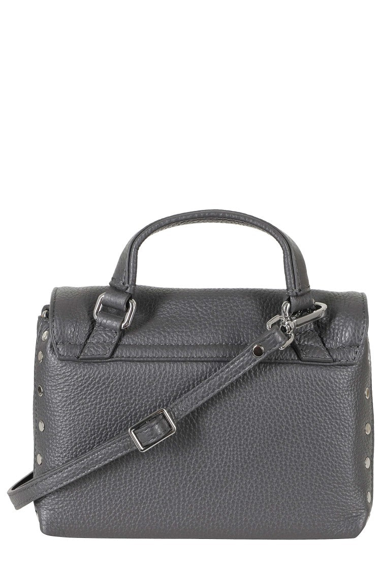 Zanellato Volcano Gray Postina Daily Metal Rivets Leather Handbag