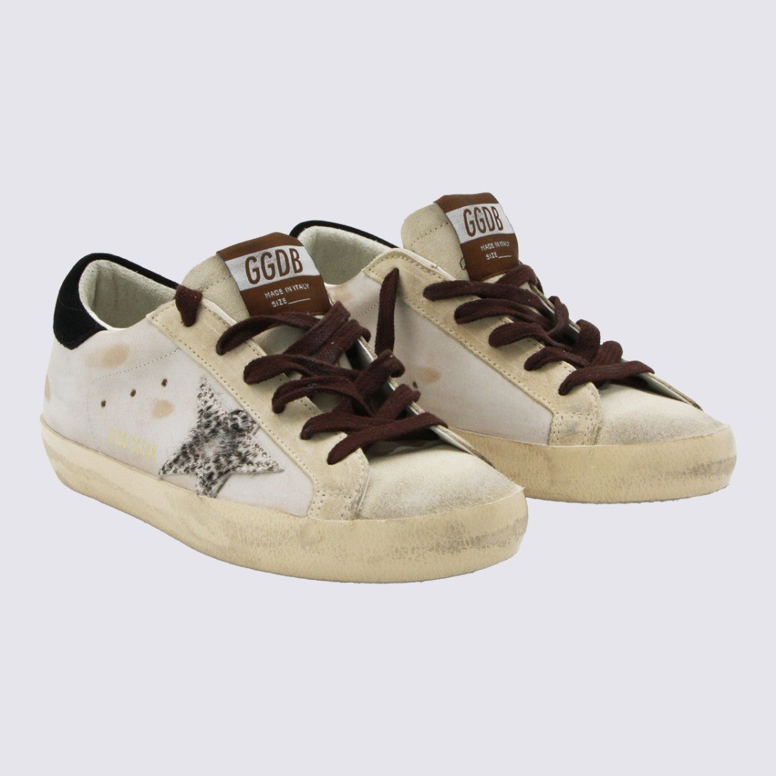 Golden Goose Distressed White Leather Sneakers With Signature Star Patch