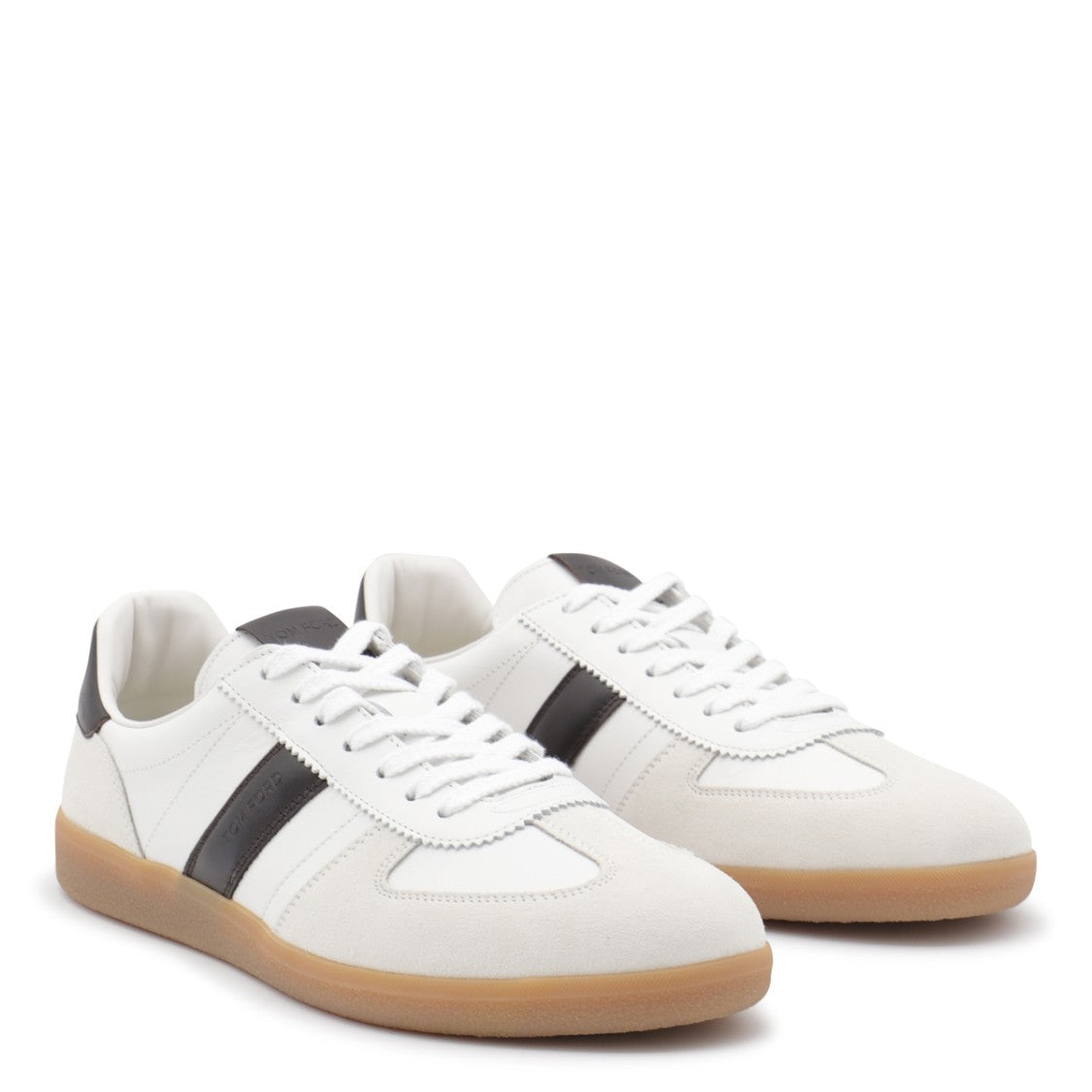 Tom Ford White And Black Leather Sneakers