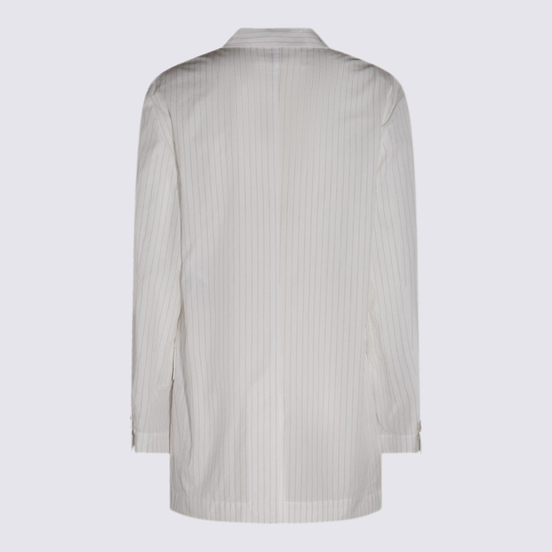 Mm6 By Maison Margiela Double-Breasted White Jacket With Vertical Pinstripes
