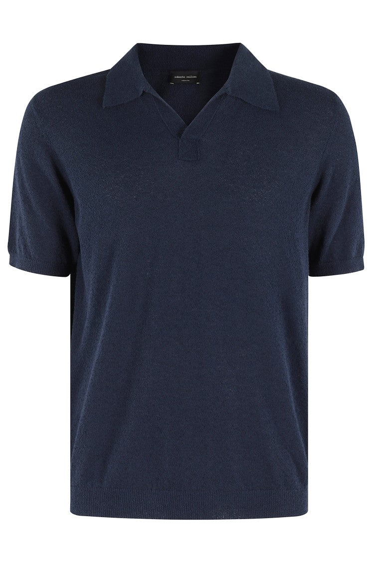 Roberto Collina Buttonless Navy Polo Shirt