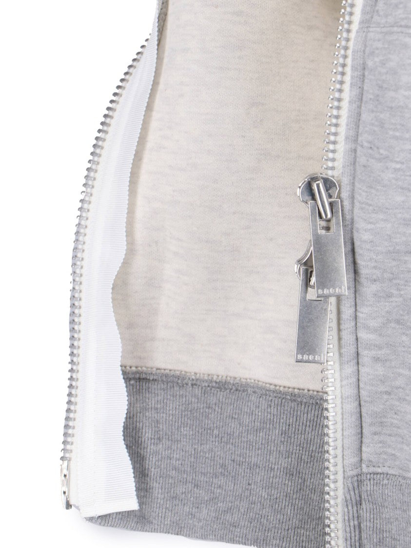 Sacai Grey/White Dual Zip Fabric Hoodie