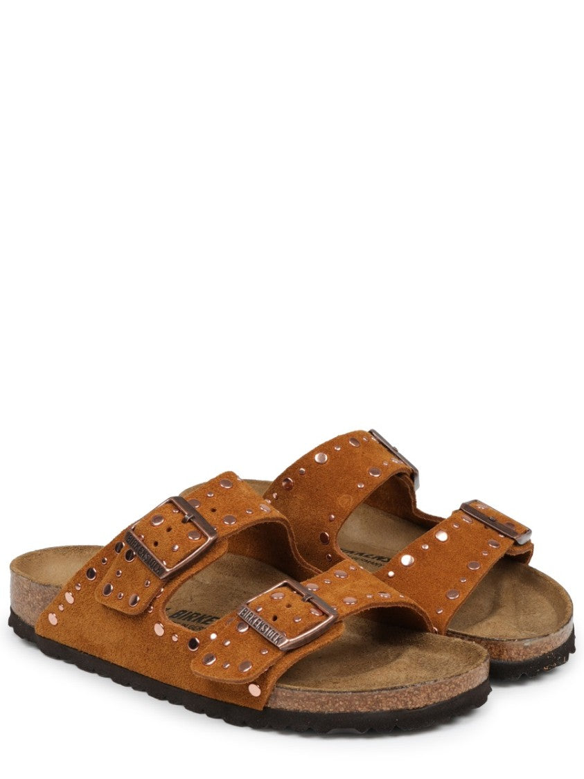 Birkenstock Two-Strap Brown Leather Sandals With Adjustable Buckles