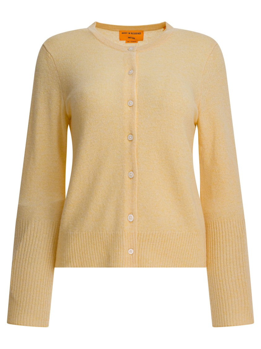Guest In Residence Yellow Cashmere Cardigan With Button-Down Front