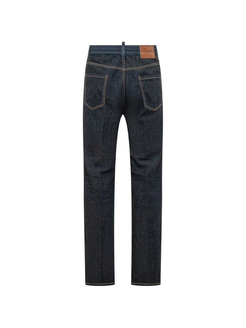 Dsquared2 Straight-Leg Dark Denim Drawstring Rope Pants