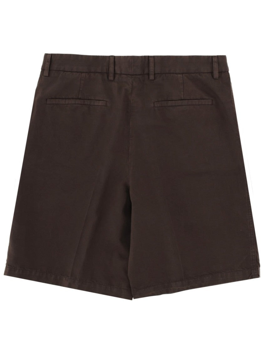 Zegna Tailored Cotton-Linen Flat Front Shorts