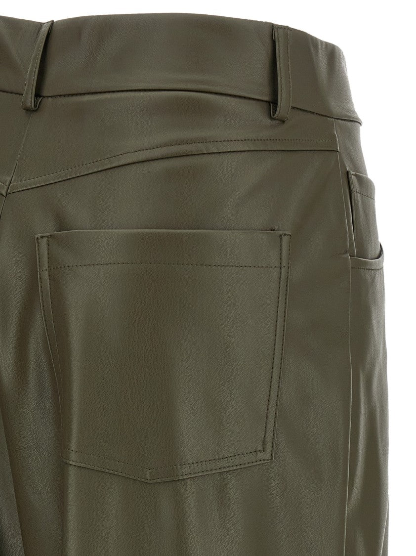 Nude Leather-Effect Bermuda Shorts