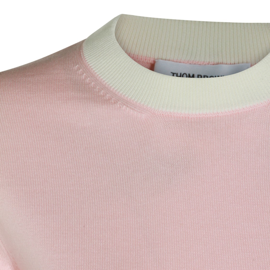 Thom Browne Light Pink Cotton Knit Sweater With Unique Detailing