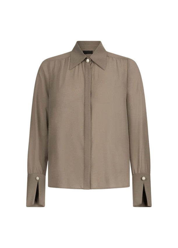 Liu Jo Georgette Blouse With Classic French Collar And Pearl Detail