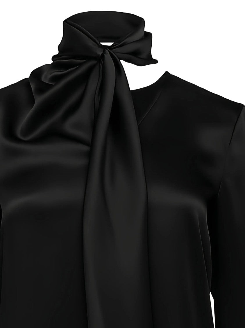 Alberta Ferretti Neutral High-Neck Acetate Blouse