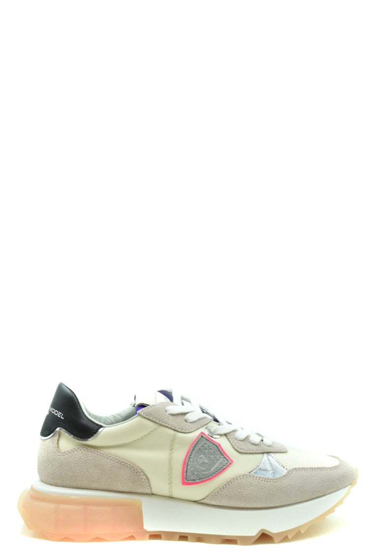 Philippe Model Beige Leather Translucent Sole Low-Top Sneakers