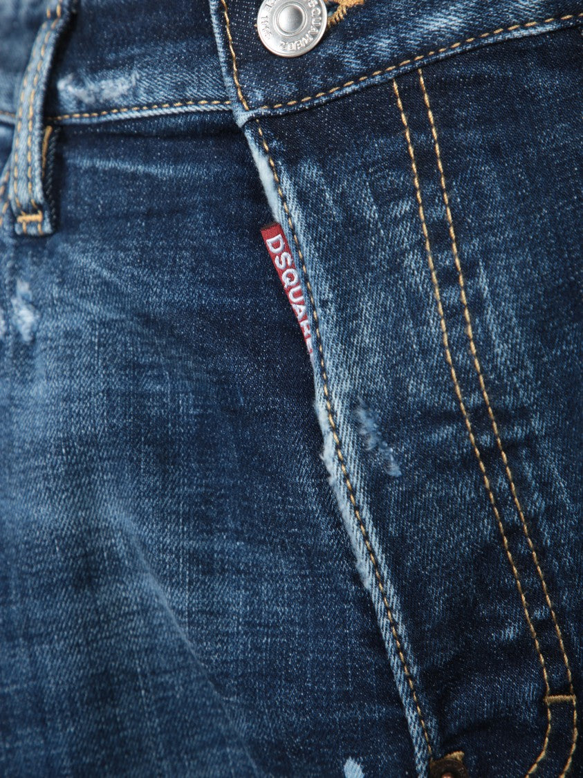 Dsquared2 Distressed Blue Denim Jeans With Tailored Fit