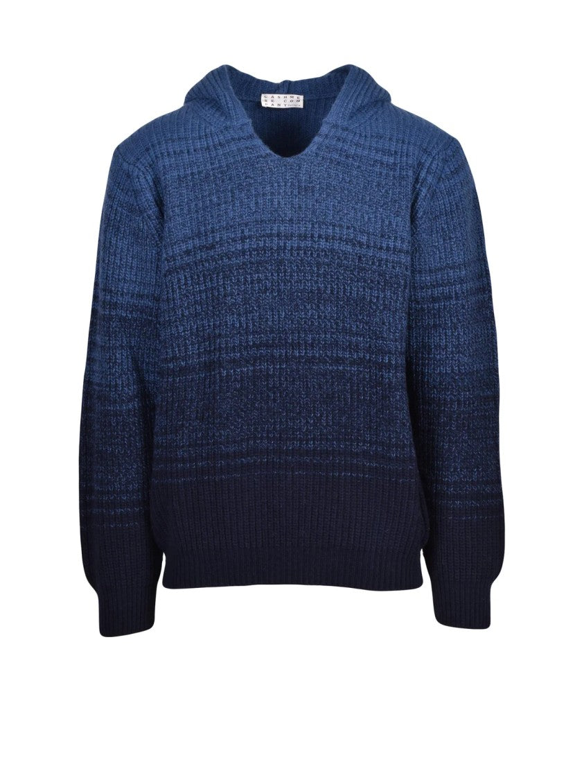 Cashmere Company P. Hooded Gradient Knit Sweater With Textured Design
