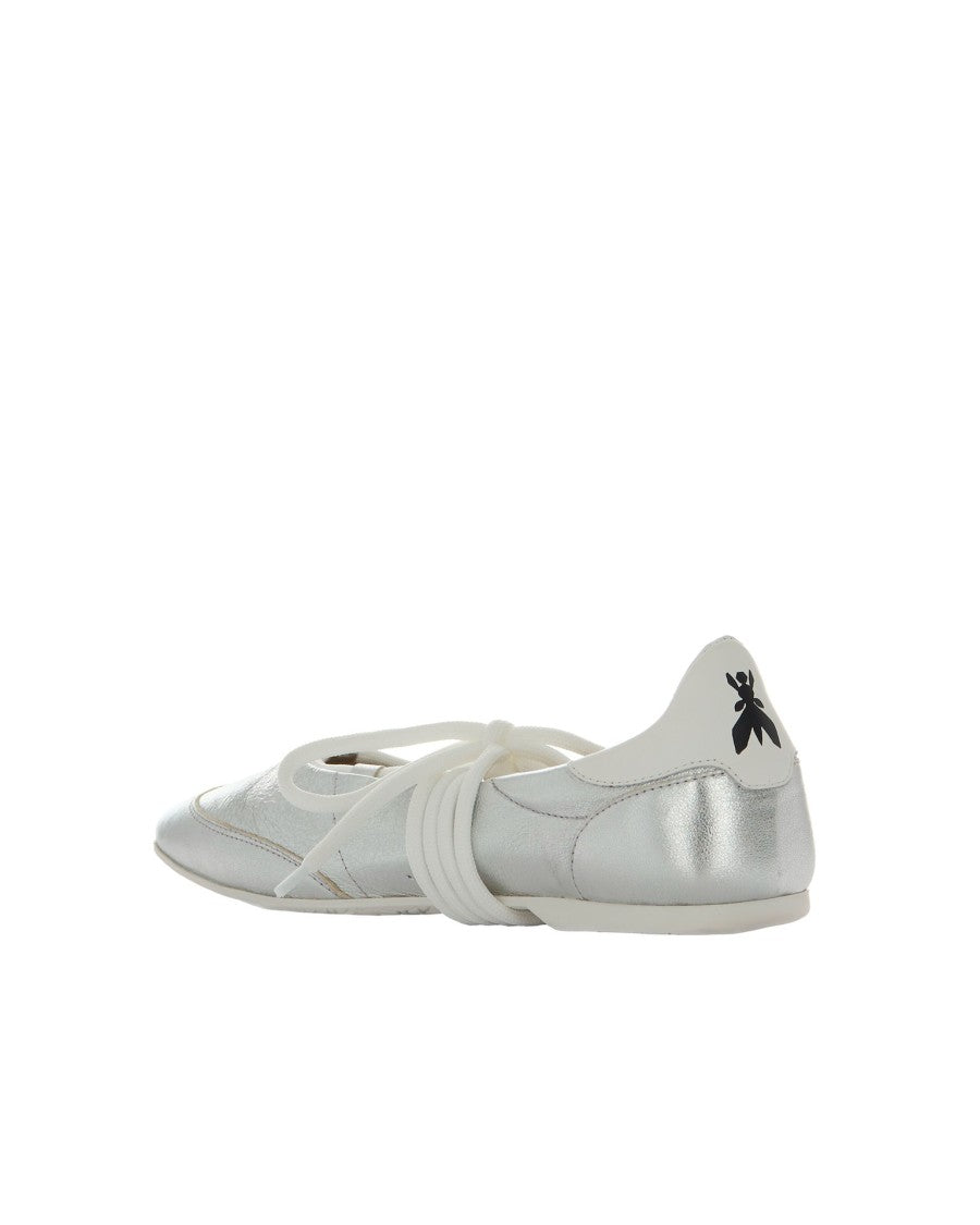 Patrizia Pepe Dancing Skin Laminated Silver Ballet Flats