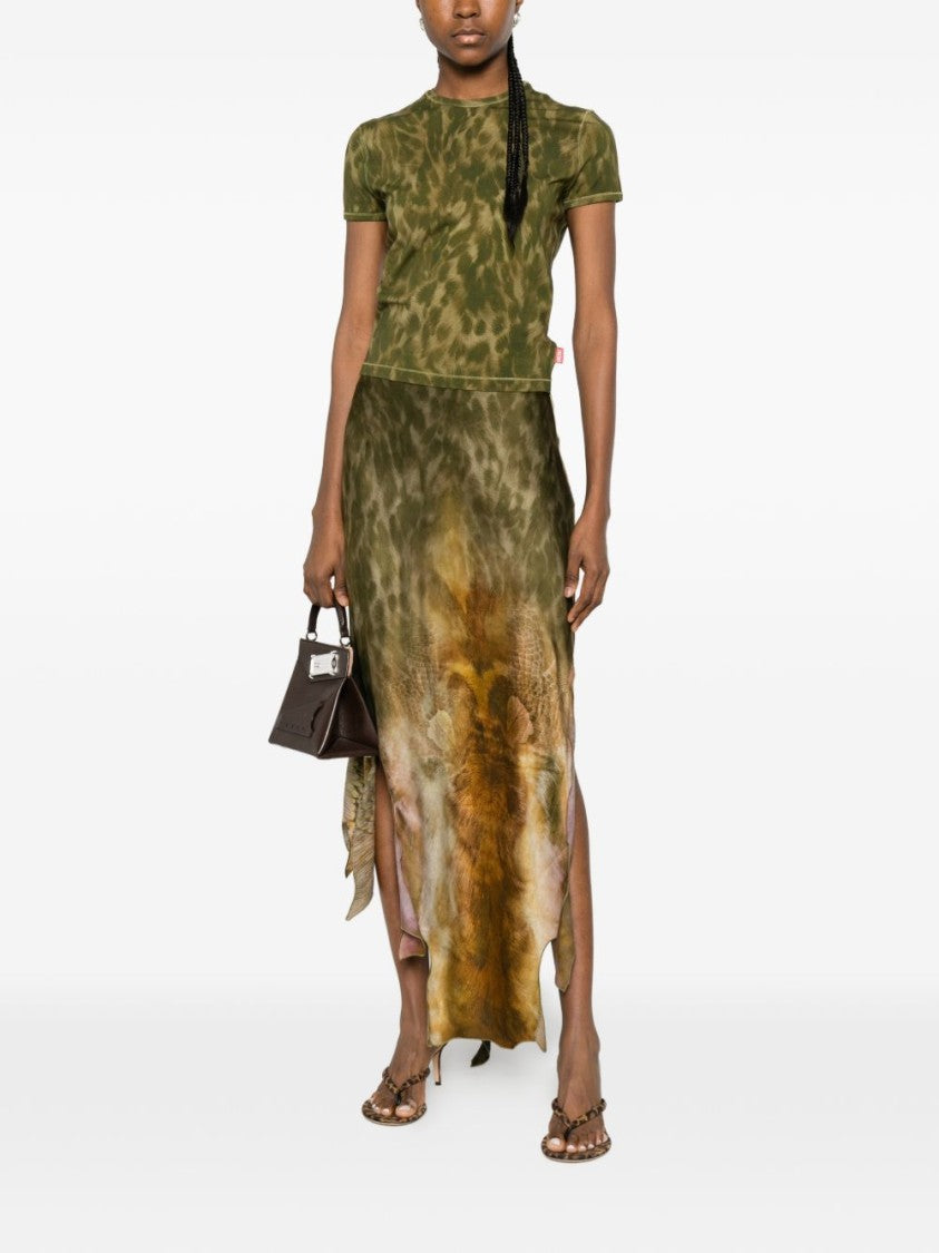 Diesel Asymmetrical Midi Skirt With Nature-Inspired Print