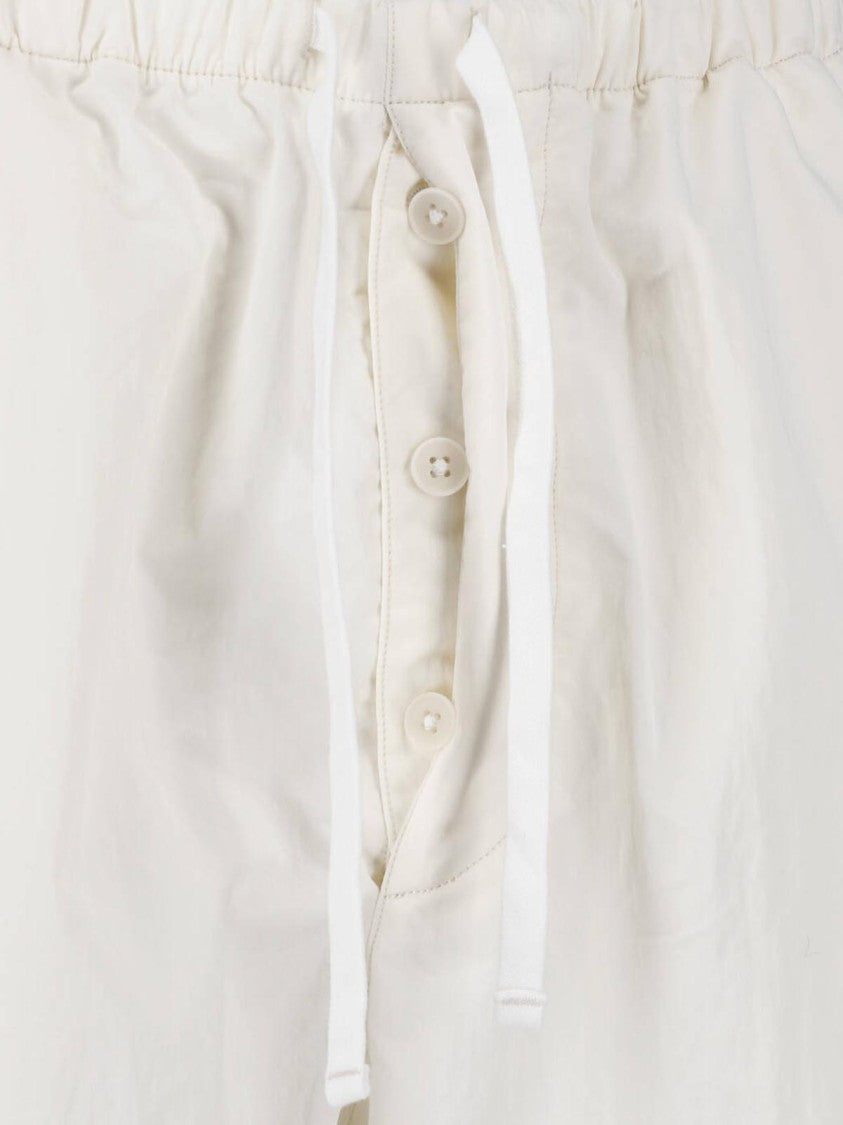 Kaptain Sunshine Cream Wide-Leg Mid-Rise Drawstring Trousers
