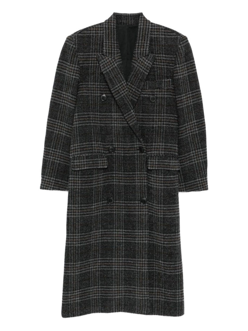 Isabel Marant Étoile Double-Breasted Grey Plaid Coat With Structured Silhouette